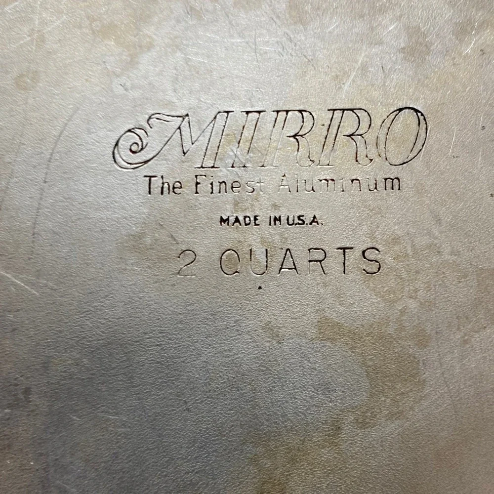 Mirro Vintage Aluminum 2 Quart Saucepan Pot Made in USA Silver Riveted Handle‎